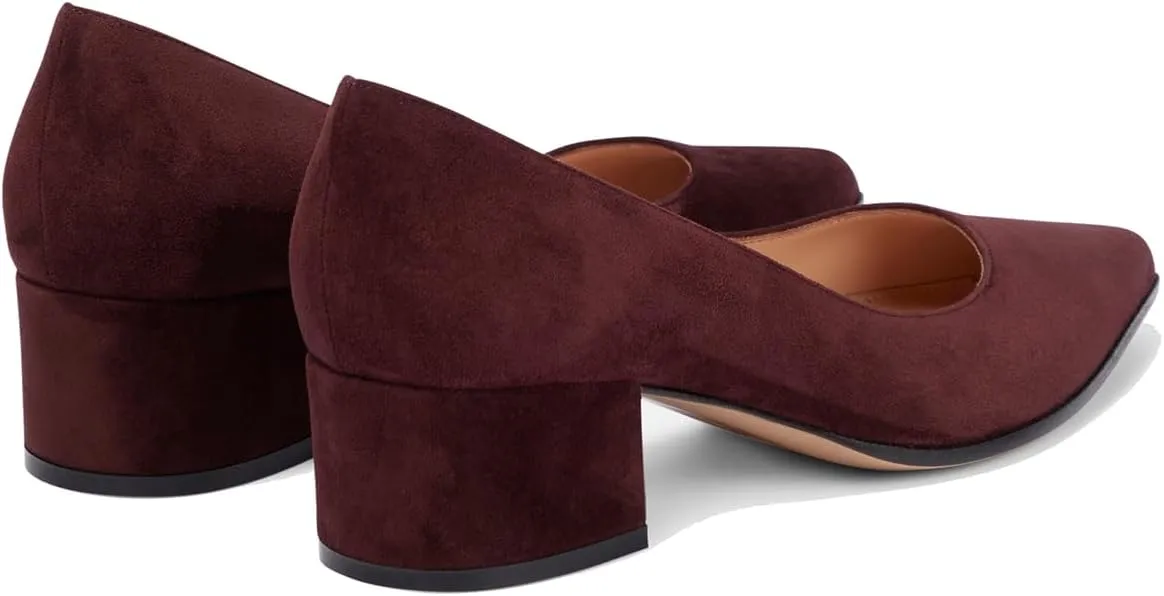 SHODENSE Women Classic Chunky Block Heel Suede Pumps Shoes Pointed Closed Toe Dress Sandals Slip On 2" Low Thick Heels Work Shoes Office Ladies Formal Comfort Wedding Party Basic Pumps 4-11 M US