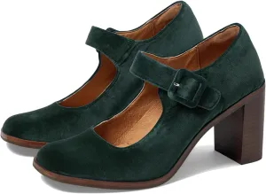 SHODENSE Women Vintage Chunky Platform Mary Jane Heels Pumps Shoes Closed Square Toe Velvet Suede Ankle Strap Sandals High Block Heels Mary Janes Dress Shoe Uniform Office Lady Formal Classy 4-11 M US