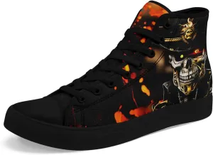 Skull High Tops Canvas Shoes for Men Women Classic Lace Up Fashion Sneaker Casual Flat Walking Shoes