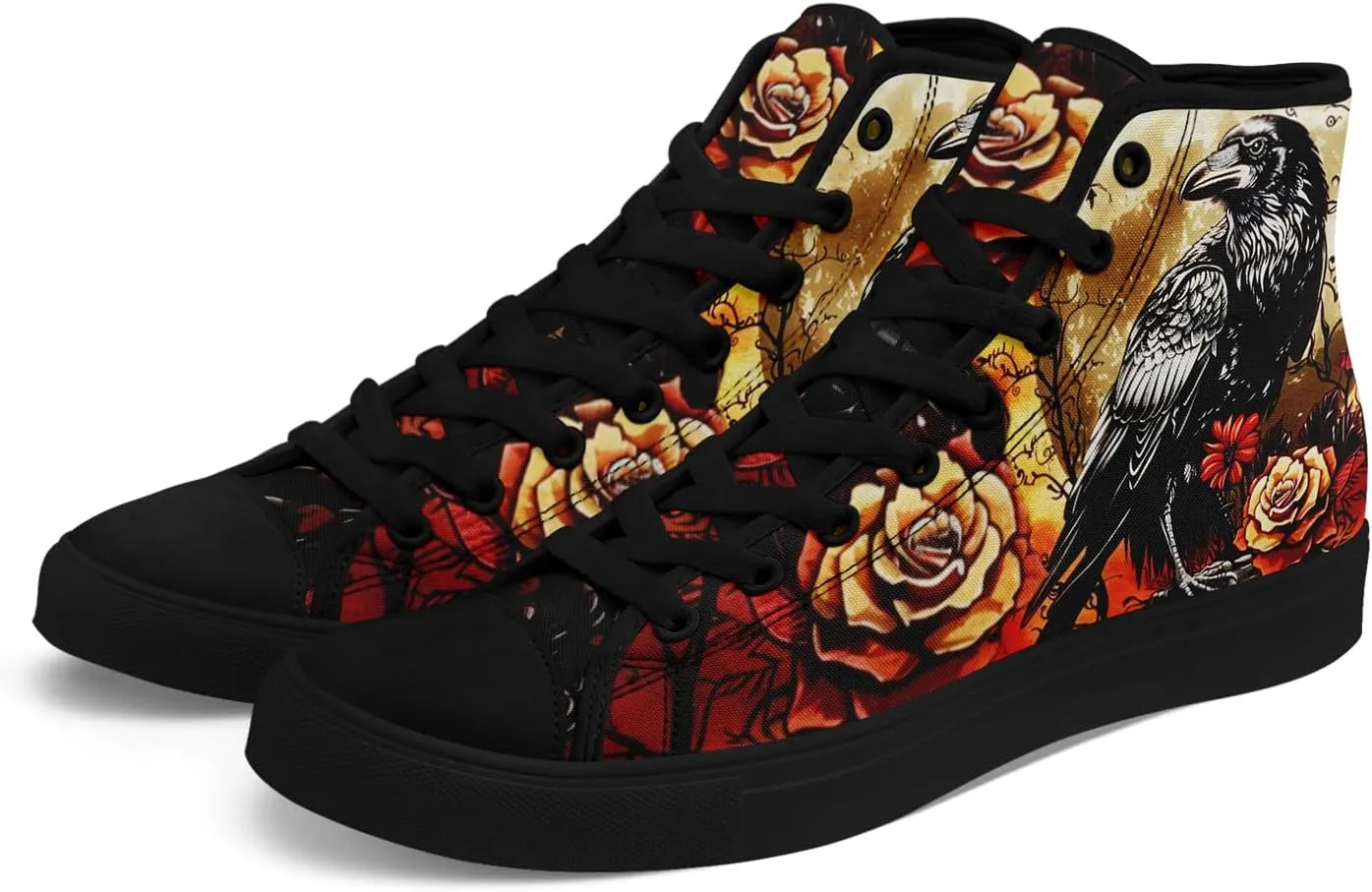 Skull High Tops Canvas Shoes for Men Women Classic Lace Up Fashion Sneaker Casual Flat Walking Shoes