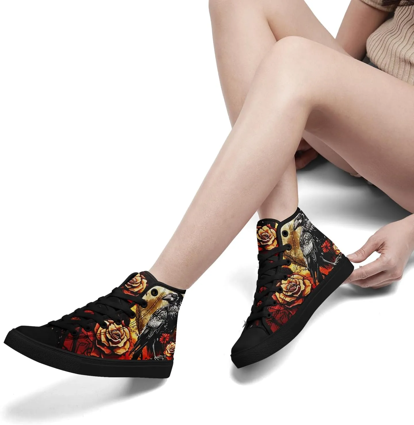 Skull High Tops Canvas Shoes for Men Women Classic Lace Up Fashion Sneaker Casual Flat Walking Shoes