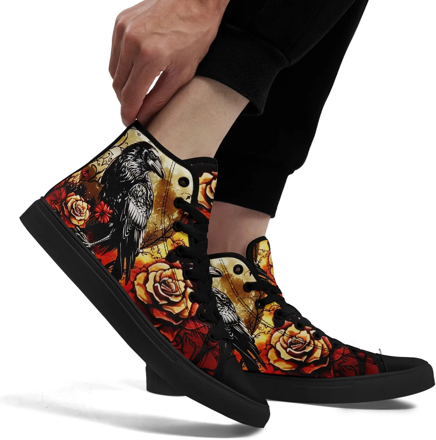 Skull High Tops Canvas Shoes for Men Women Classic Lace Up Fashion Sneaker Casual Flat Walking Shoes