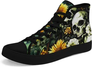 Skull High Tops Canvas Shoes for Men Women Classic Lace Up Fashion Sneaker Casual Flat Walking Shoes