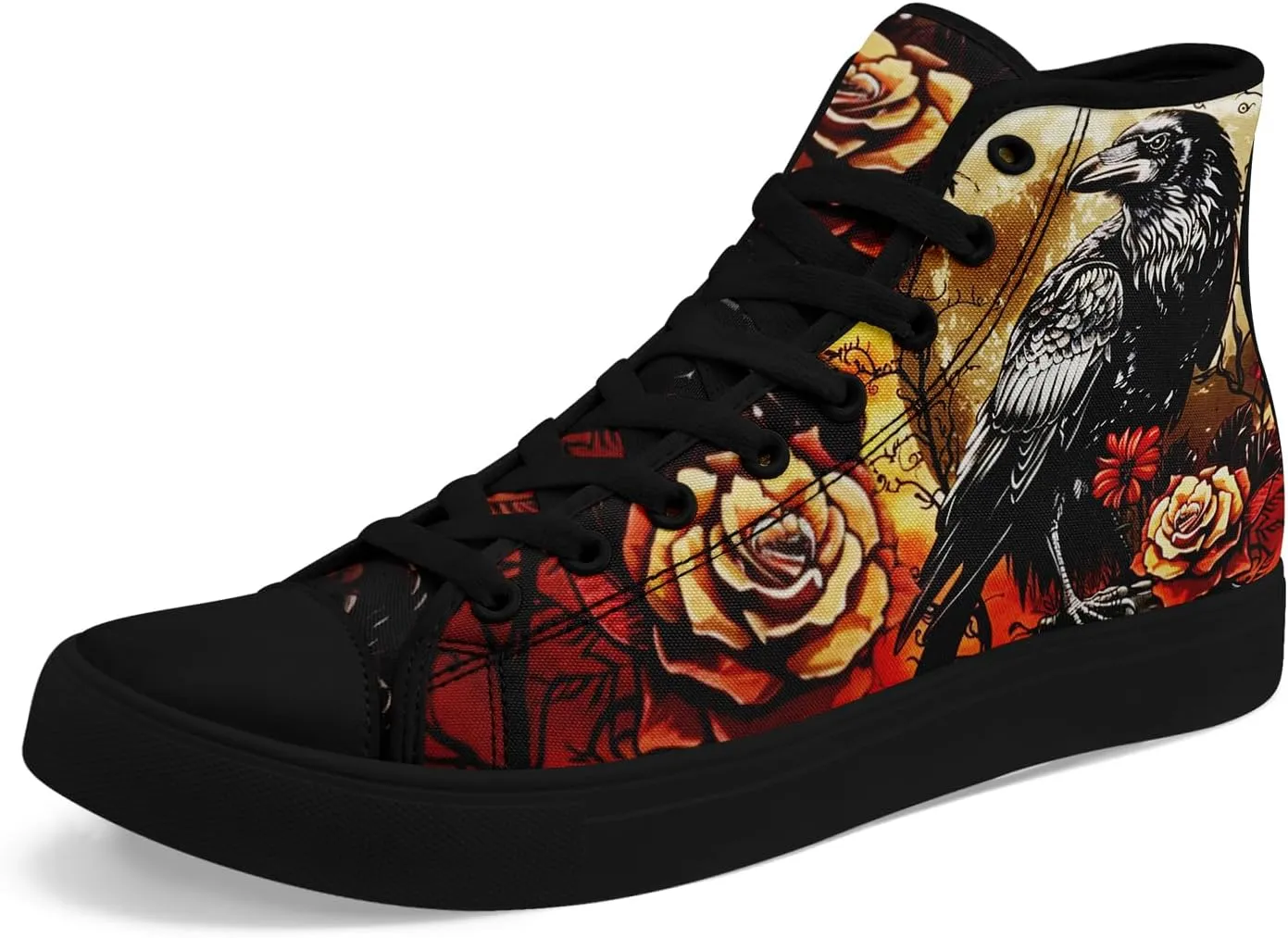 Skull High Tops Canvas Shoes for Men Women Classic Lace Up Fashion Sneaker Casual Flat Walking Shoes