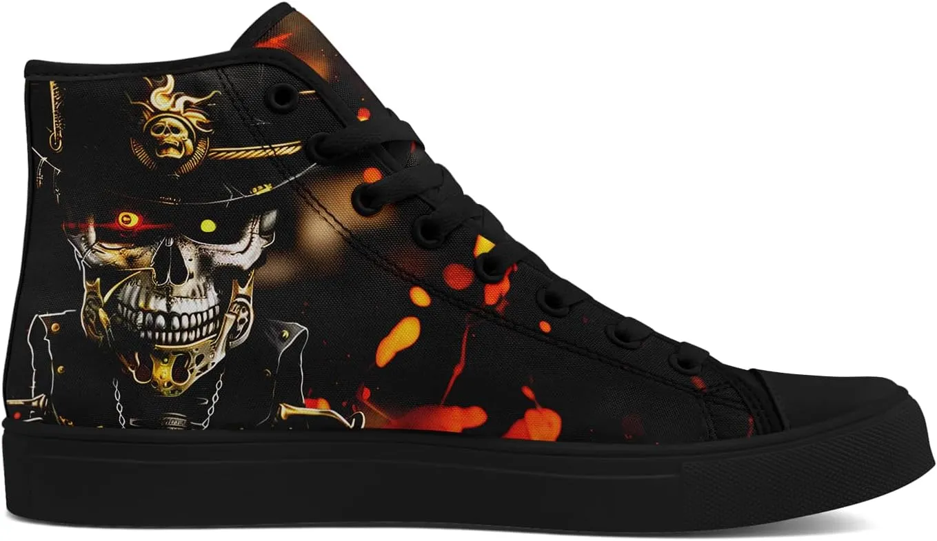 Skull High Tops Canvas Shoes for Men Women Classic Lace Up Fashion Sneaker Casual Flat Walking Shoes