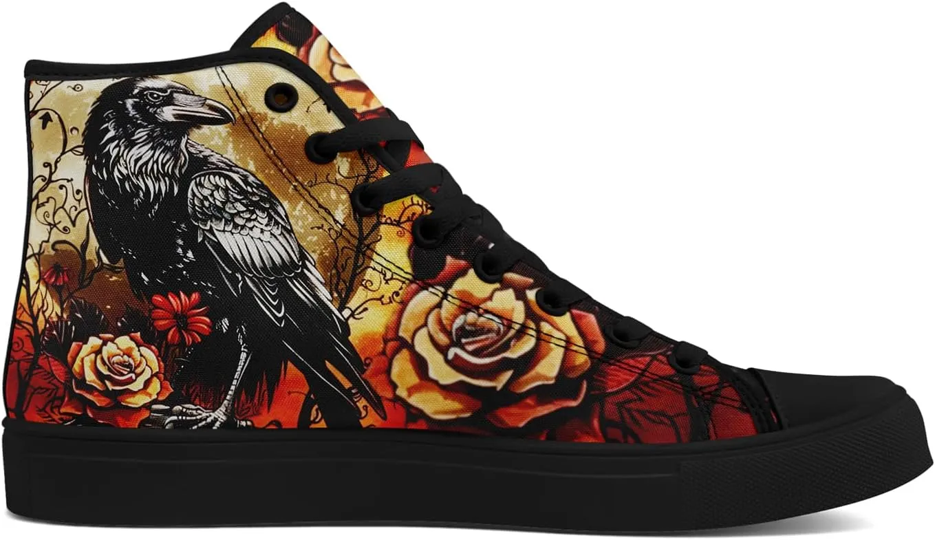 Skull High Tops Canvas Shoes for Men Women Classic Lace Up Fashion Sneaker Casual Flat Walking Shoes