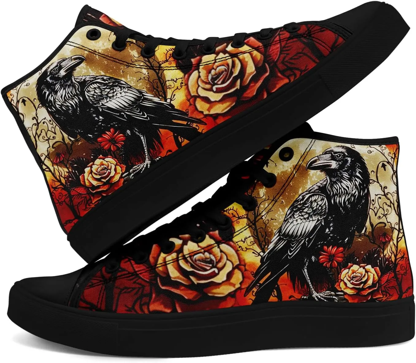 Skull High Tops Canvas Shoes for Men Women Classic Lace Up Fashion Sneaker Casual Flat Walking Shoes