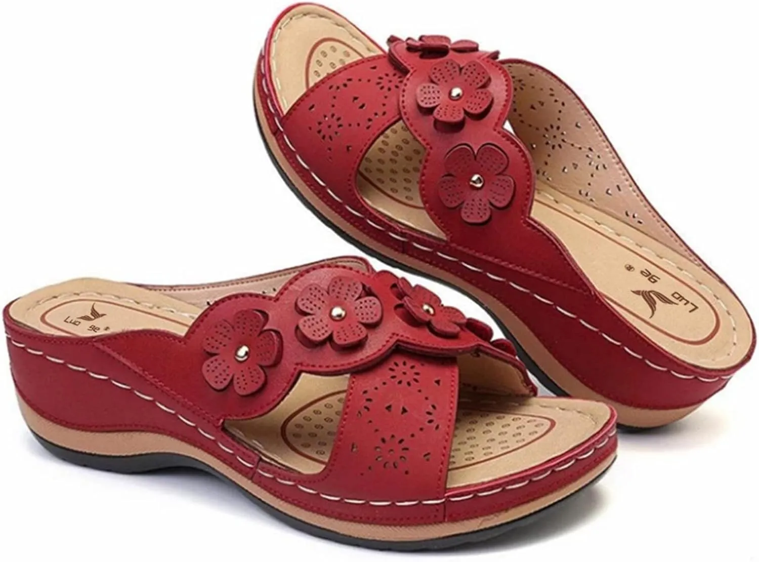 Slip On Wedges Sandals for Women Arch Support Cushioned Slides Summer Beach Slippers Versatile Dressy Sandals
