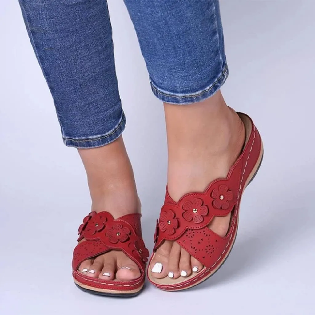 Slip On Wedges Sandals for Women Arch Support Cushioned Slides Summer Beach Slippers Versatile Dressy Sandals