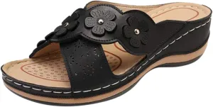 Slip On Wedges Sandals for Women Arch Support Cushioned Slides Summer Beach Slippers Versatile Dressy Sandals