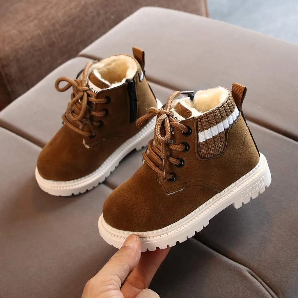 Snow Boots for Kids Winter Booties Zipper Faux Fur Ankle Boots Boys Girls Winter Snow Boots Warm Faux Fur Lined Shoes