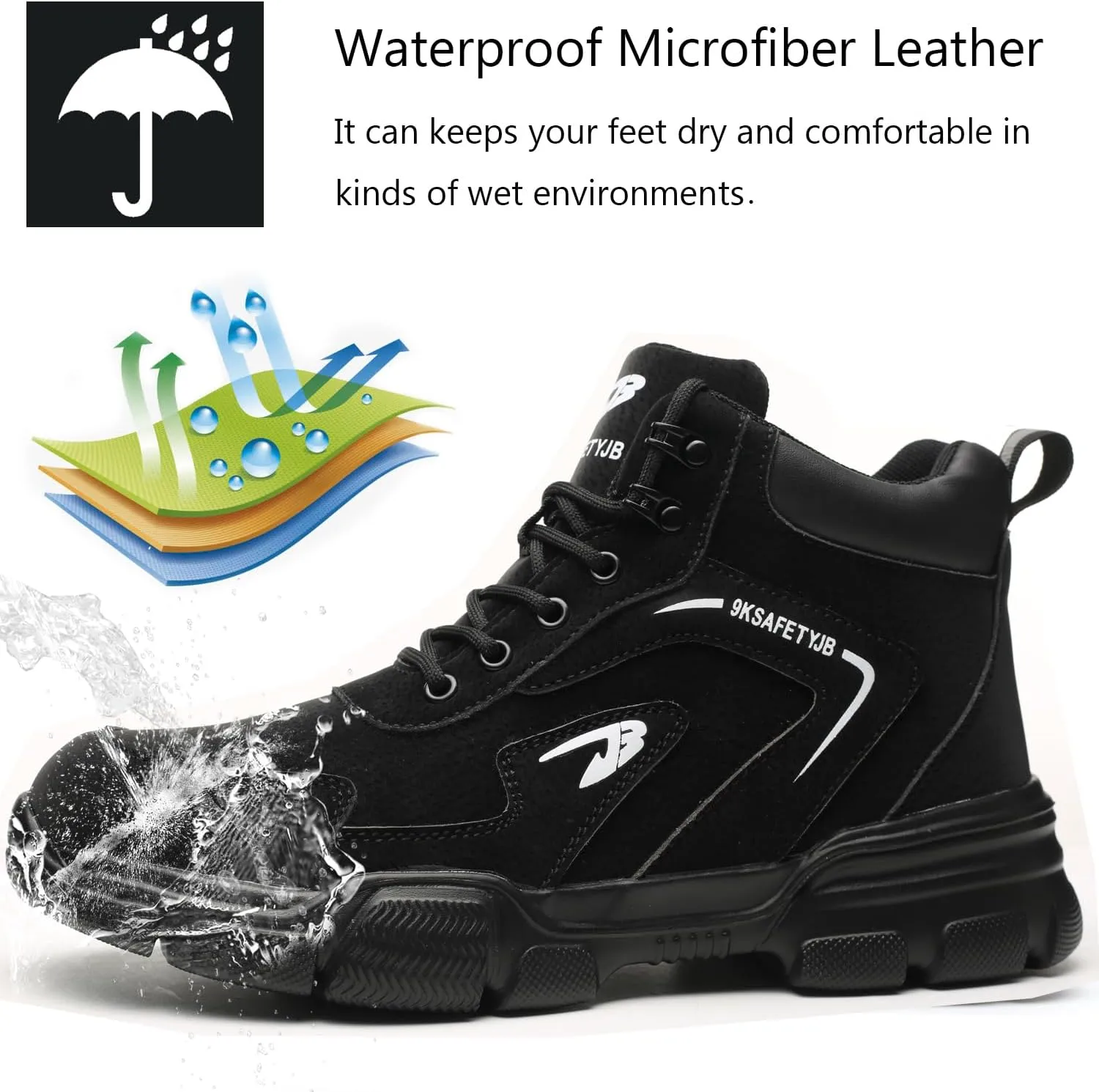 Steel Toe Boots for Men Waterproof Safety Shoes Lightweight Slip Resistant Construction Work Boots Hiking Boots