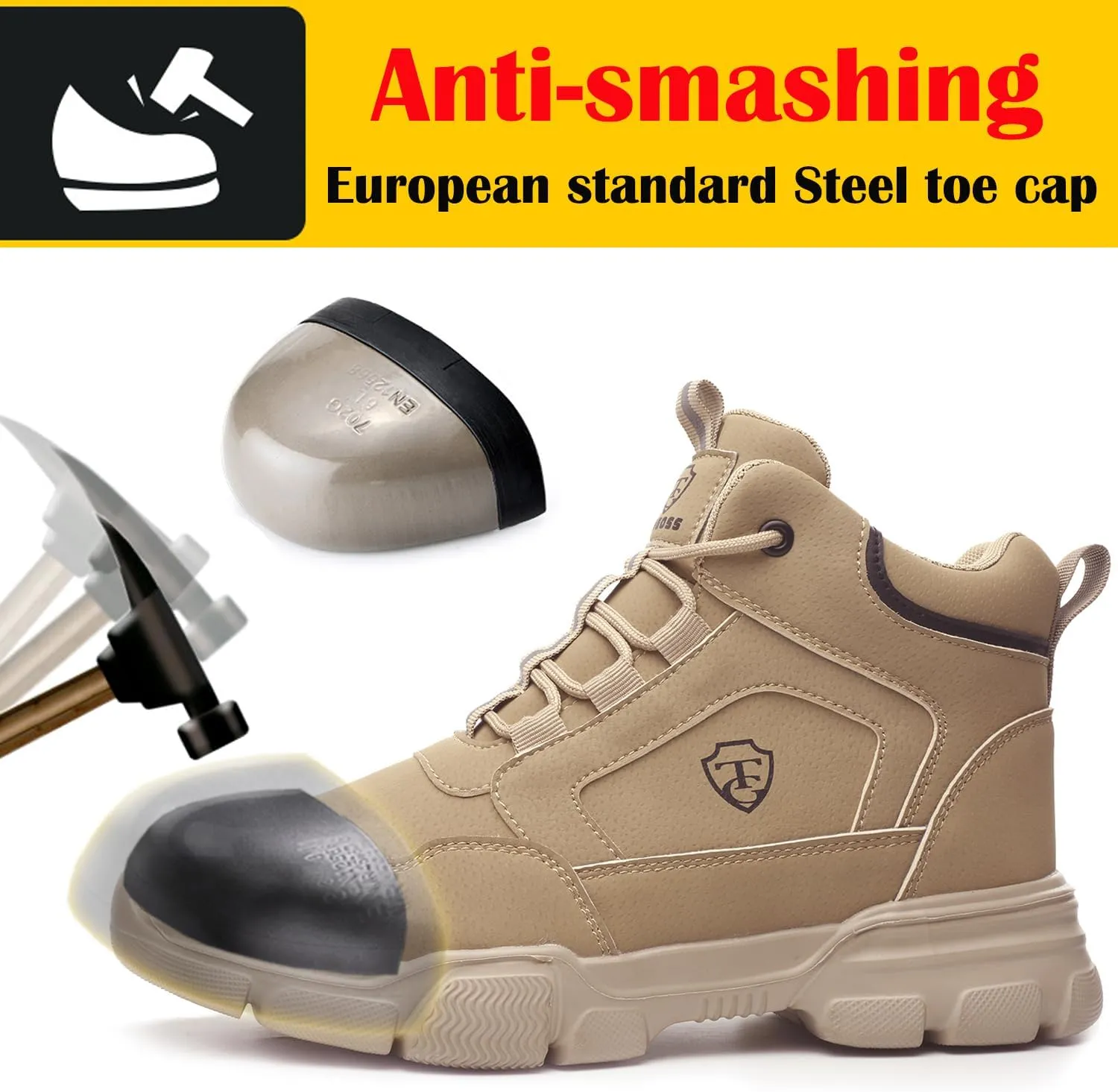 Steel Toe Boots for Men Waterproof Safety Shoes Lightweight Slip Resistant Construction Work Boots Hiking Boots