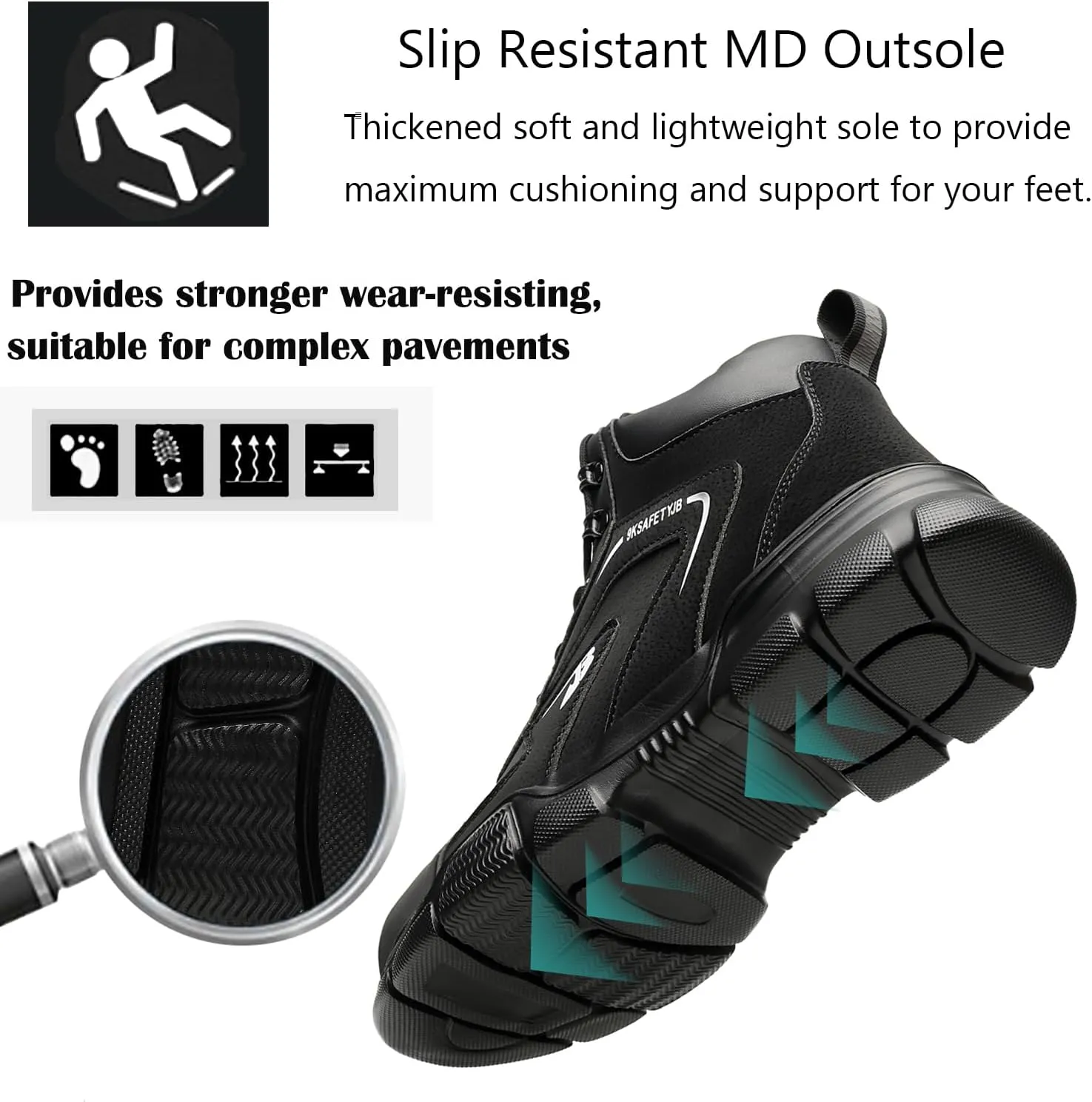 Steel Toe Boots for Men Waterproof Safety Shoes Lightweight Slip Resistant Construction Work Boots Hiking Boots