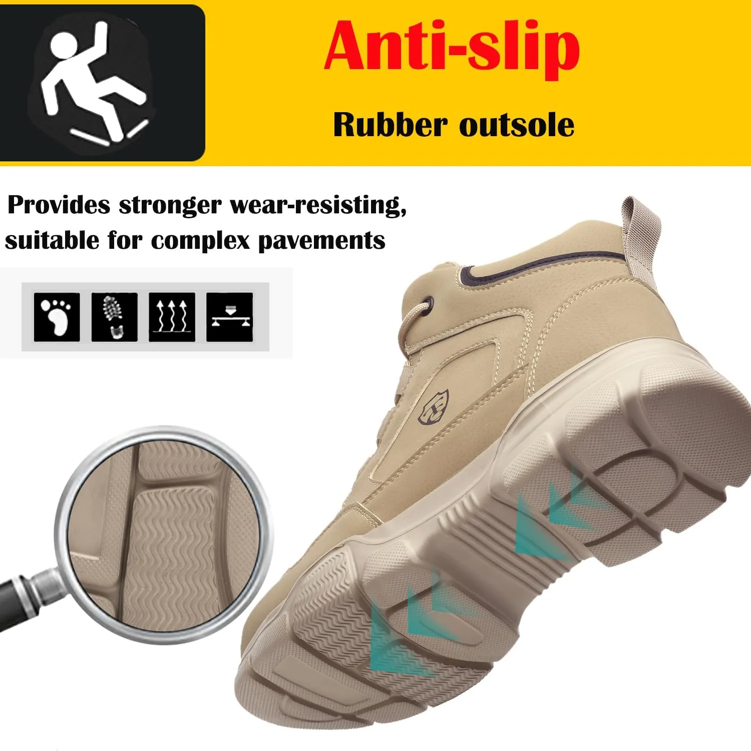 Steel Toe Boots for Men Waterproof Safety Shoes Lightweight Slip Resistant Construction Work Boots Hiking Boots