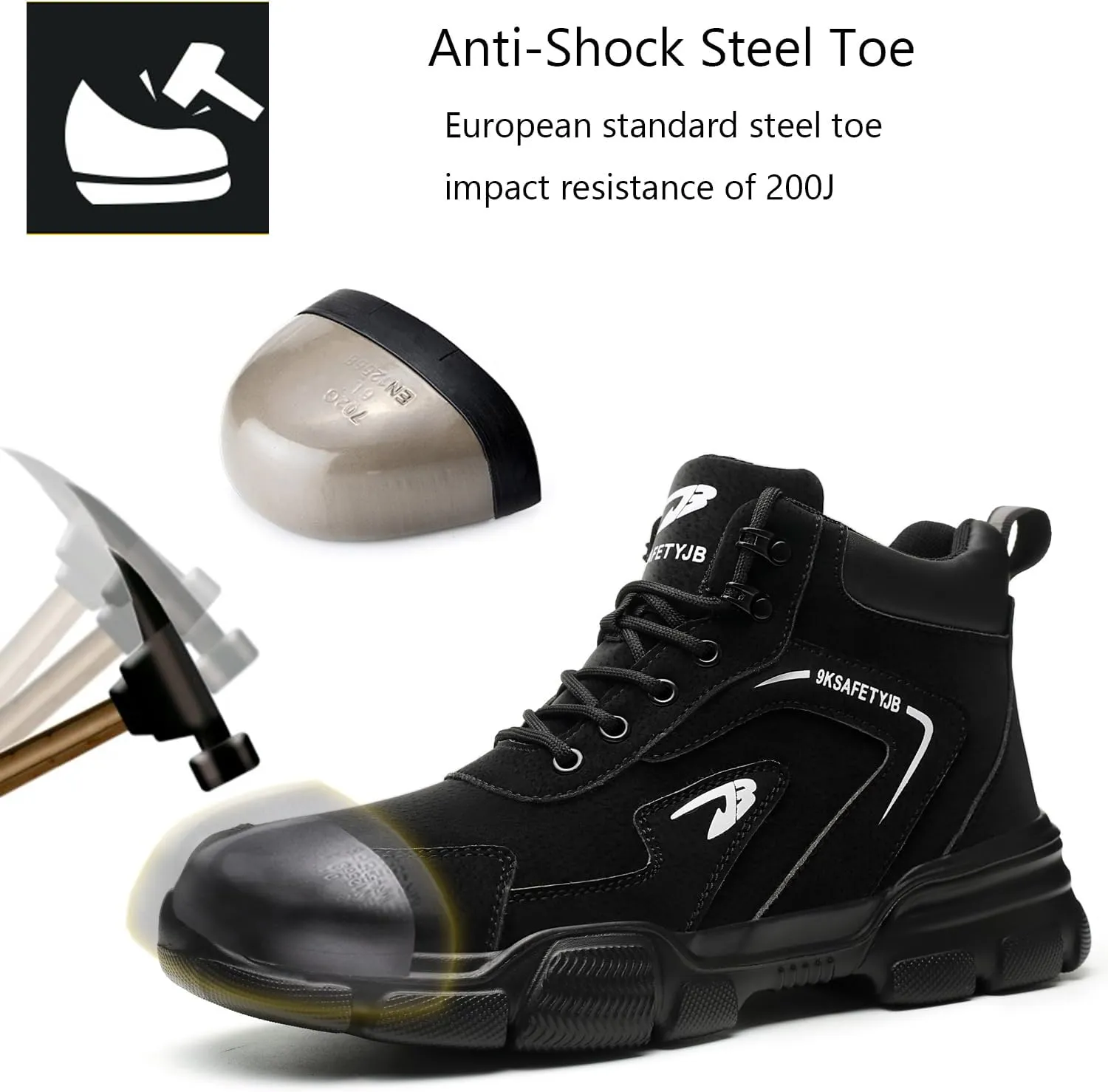 Steel Toe Boots for Men Waterproof Safety Shoes Lightweight Slip Resistant Construction Work Boots Hiking Boots