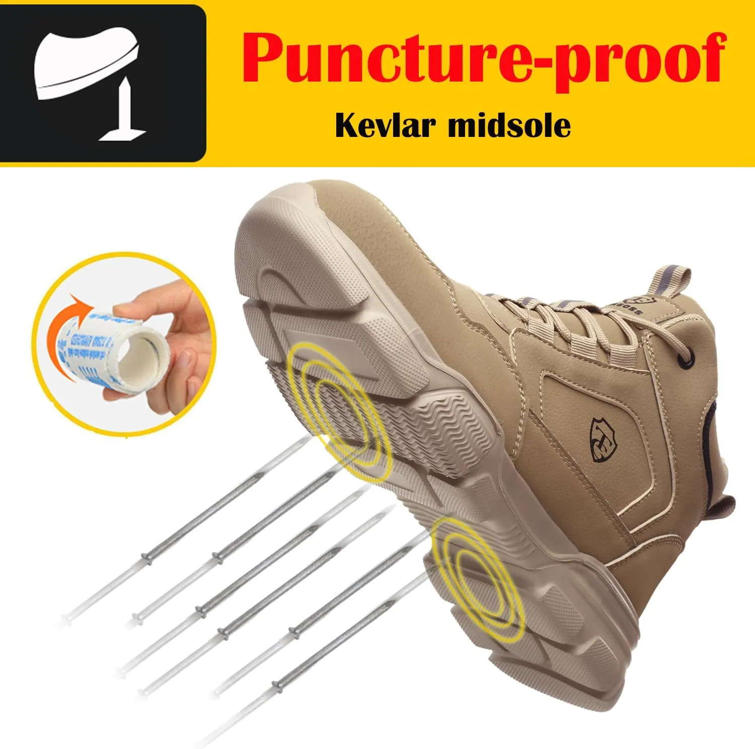 Steel Toe Boots for Men Waterproof Safety Shoes Lightweight Slip Resistant Construction Work Boots Hiking Boots