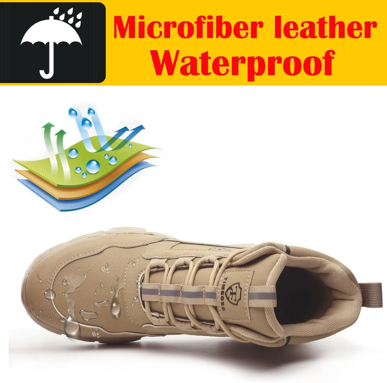 Steel Toe Boots for Men Waterproof Safety Shoes Lightweight Slip Resistant Construction Work Boots Hiking Boots