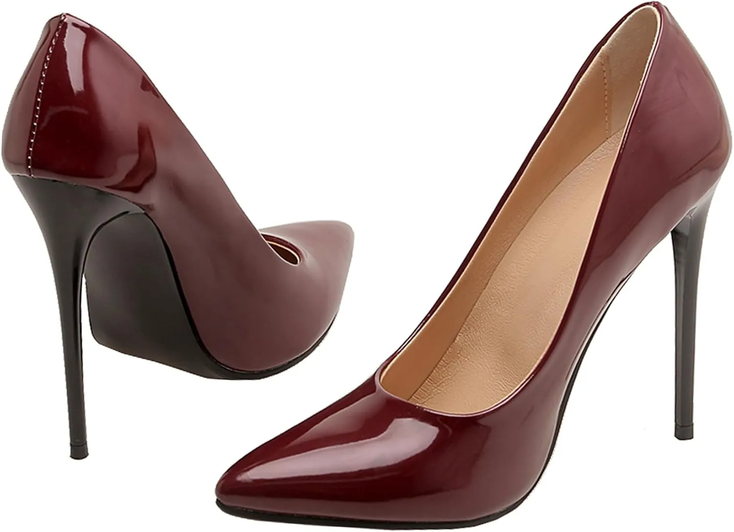 Stiletto Heels Womens Pointed Toe Patent Elegant Pumps