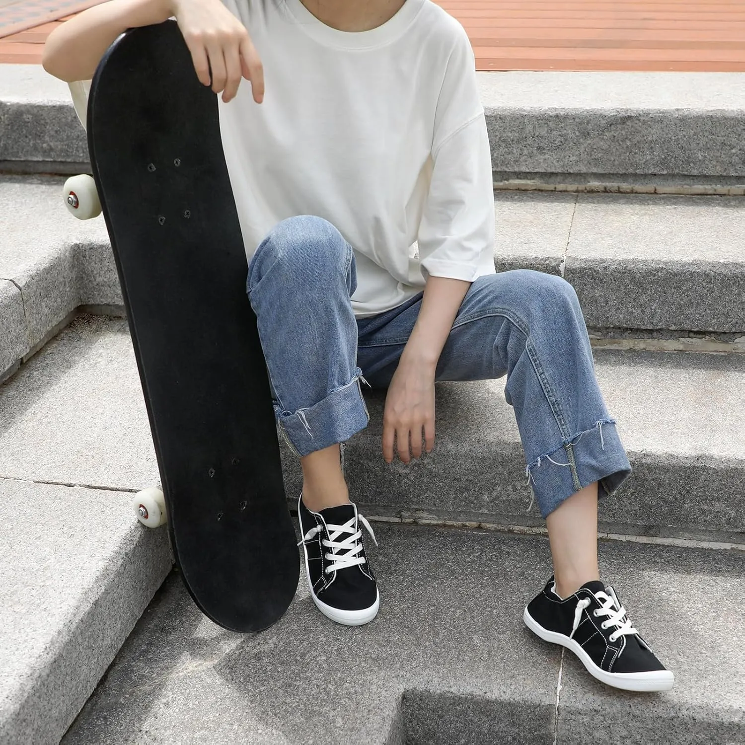 STQ Women Slip On Sneakers, Low Top Casual Canvas Shoes