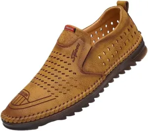 summer men's sandals hollow leather shoes soft leather shoes breathable