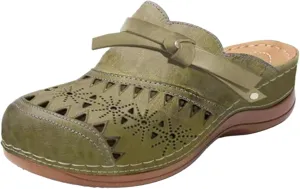 Summer Mules for Women Lightweight Breathable Mesh Walking Clogs Comfortable Non Slip Orthopedic Shoes with Arch Support Dressy Closed Toe Slip On Slippers Casual Open Back Shoes