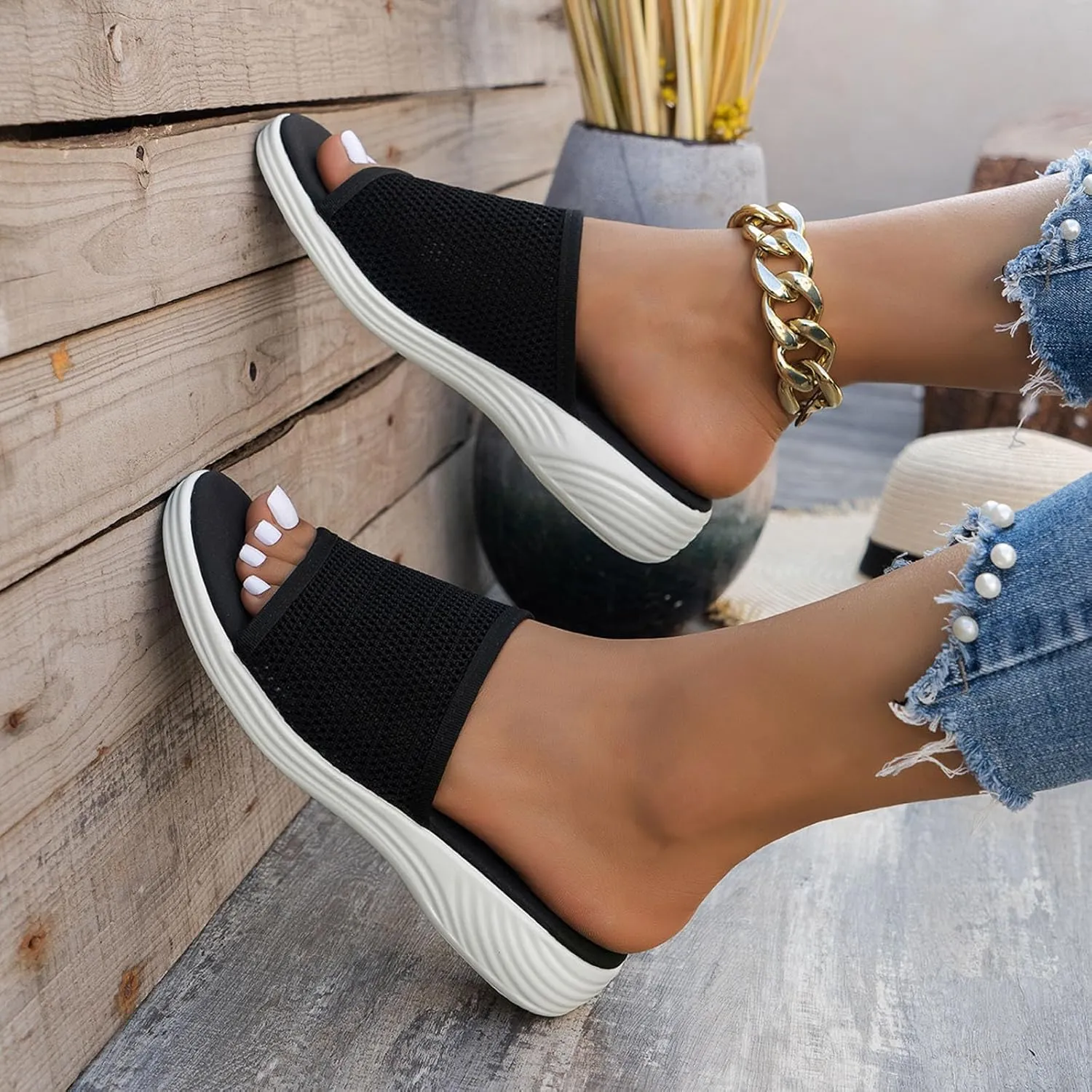 Summer Slides Sandals for Women Casual Platform Open Toe Wedge Sandal Breathable Open Toe Sandals Beach Sandals