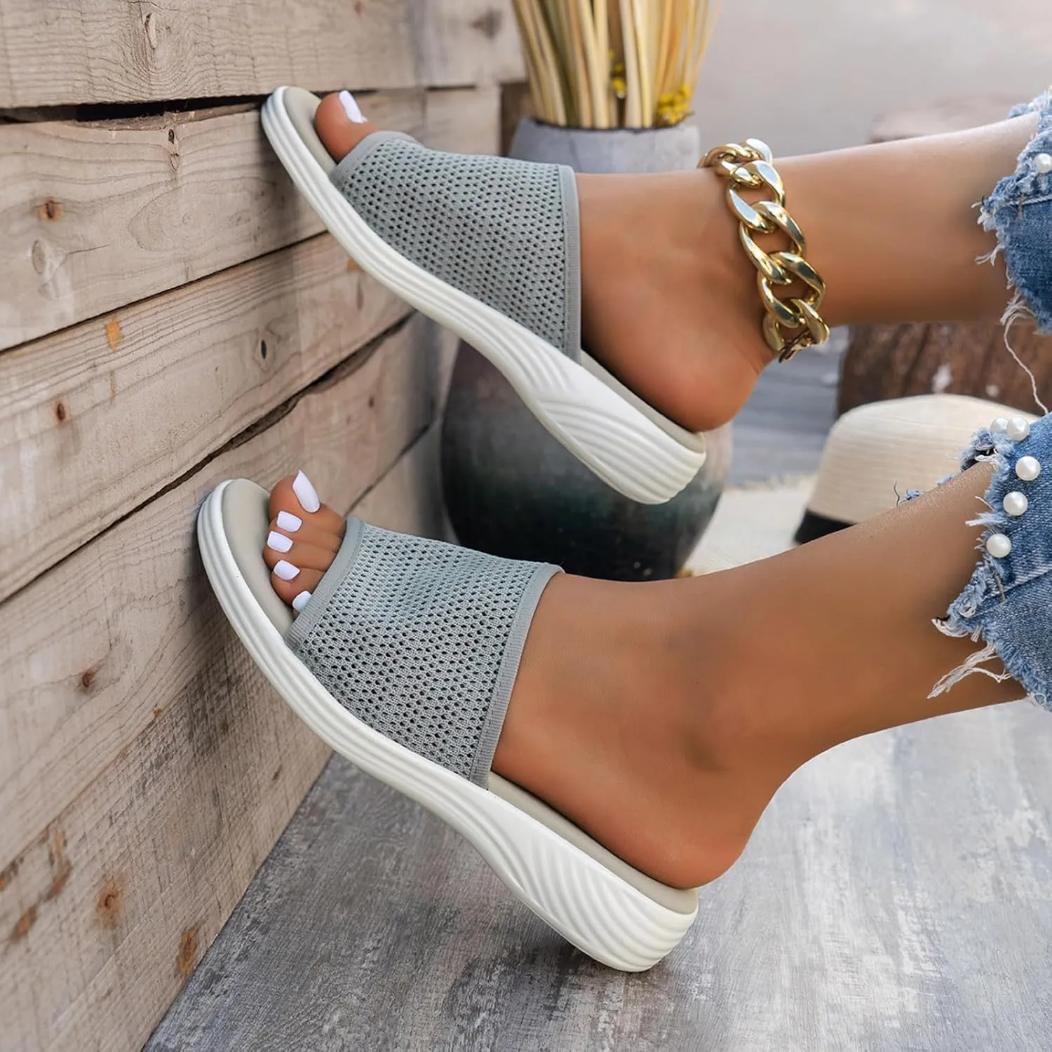 Summer Slides Sandals for Women Casual Platform Open Toe Wedge Sandal Breathable Open Toe Sandals Beach Sandals