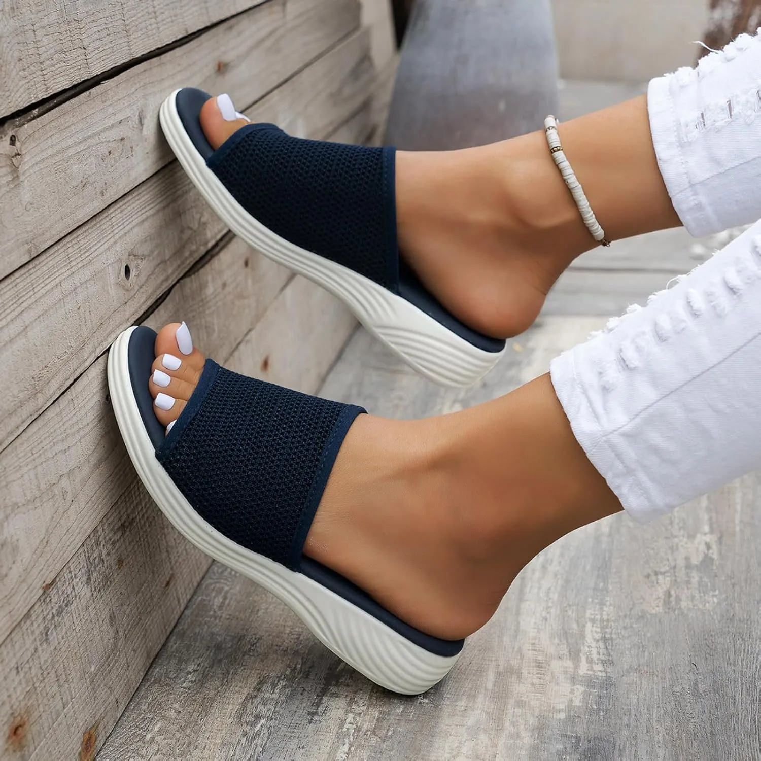 Summer Slides Sandals for Women Casual Platform Open Toe Wedge Sandal Breathable Open Toe Sandals Beach Sandals