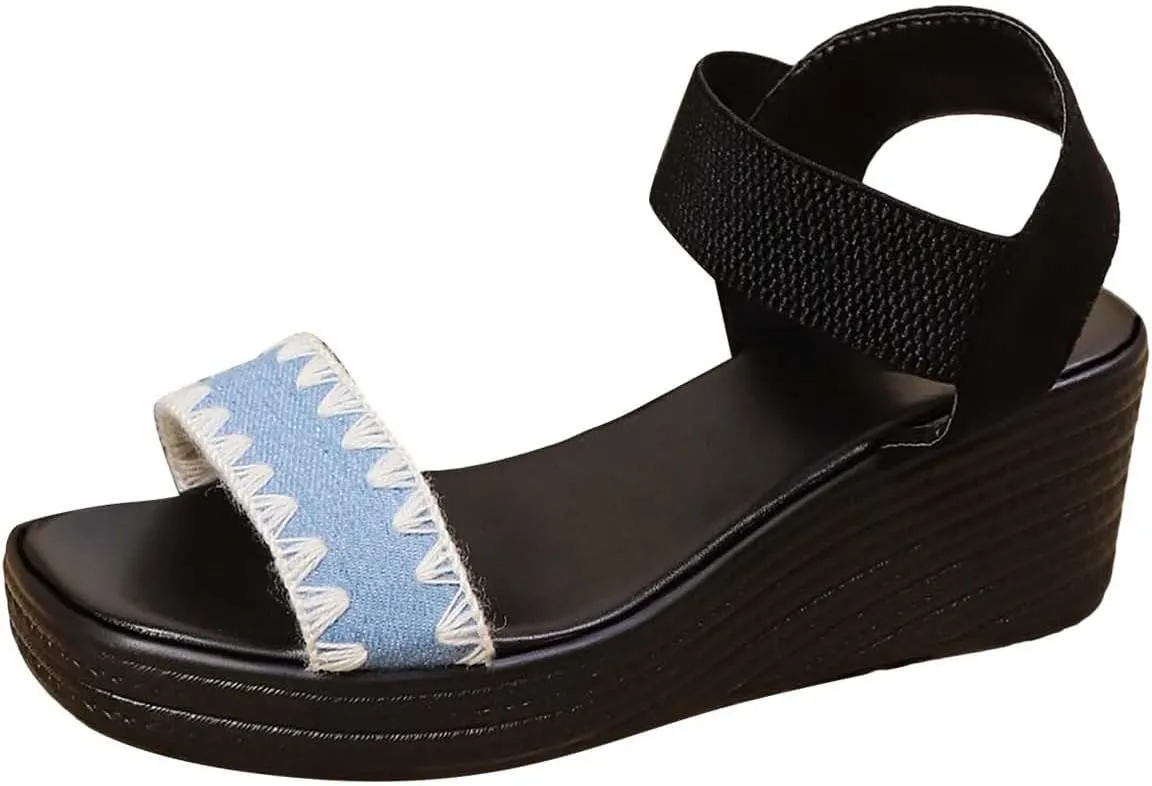 Summer Wedges for Women 2025 Ankle Strap Open Toe Platform Sandals Casual Fashion Comfort Beach Dressy Shoes