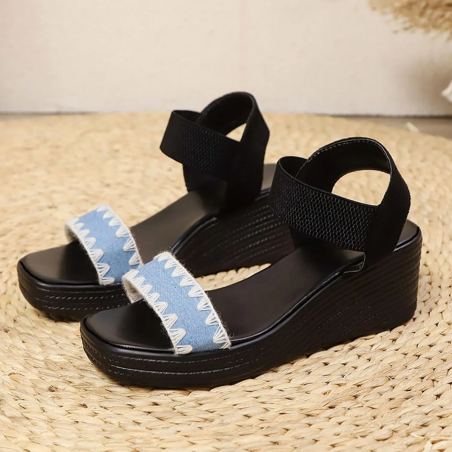 Summer Wedges for Women 2025 Ankle Strap Open Toe Platform Sandals Casual Fashion Comfort Beach Dressy Shoes
