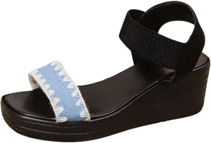 Summer Wedges for Women 2025 Ankle Strap Open Toe Platform Sandals Casual Fashion Comfort Beach Dressy Shoes