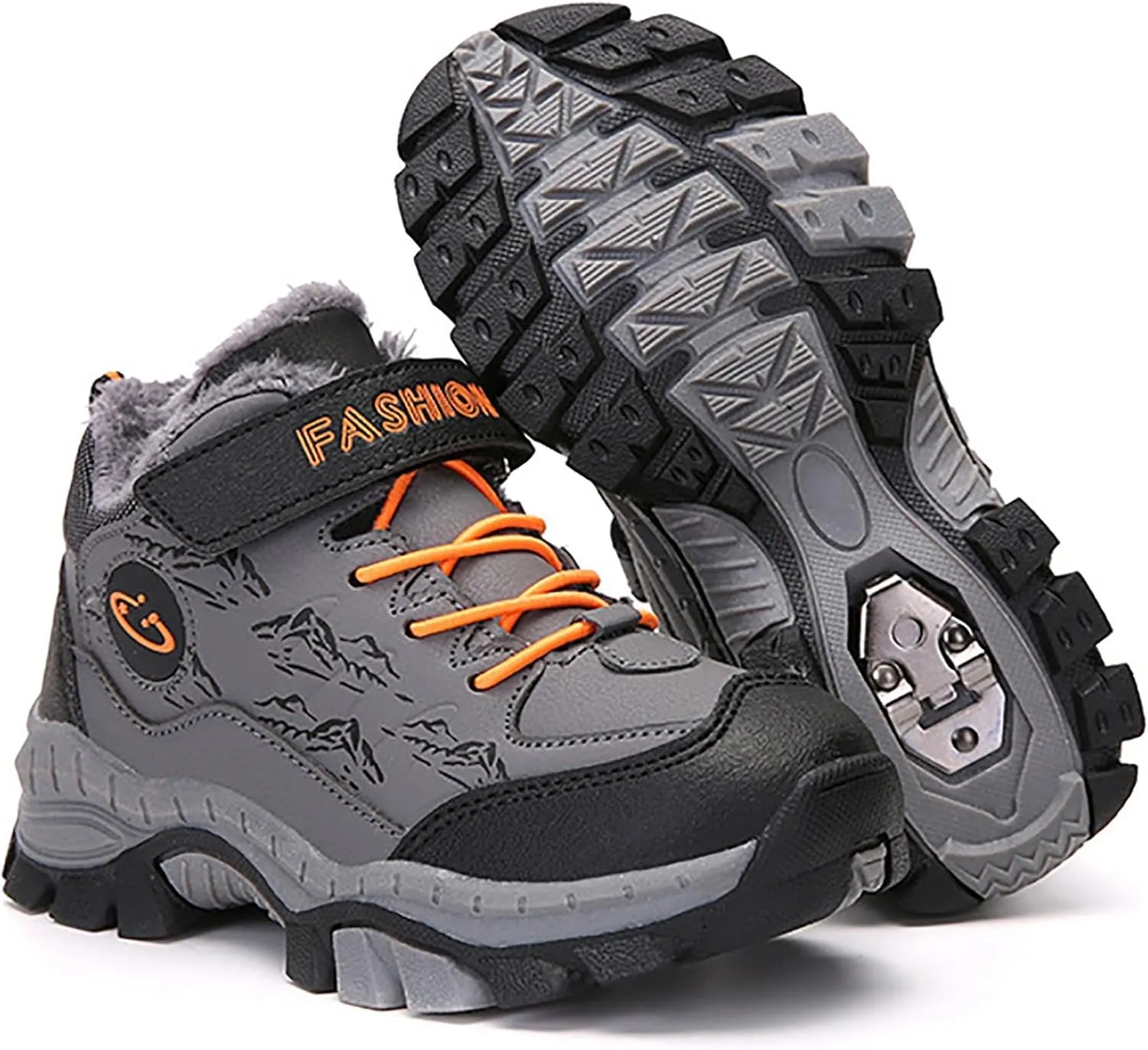 Toddler Snow Boots Cozy Fleece Snow Boots Non-Slip Walking Shoes Faux Fur Lined Outdoor Ankle Boots Hiking Shoes