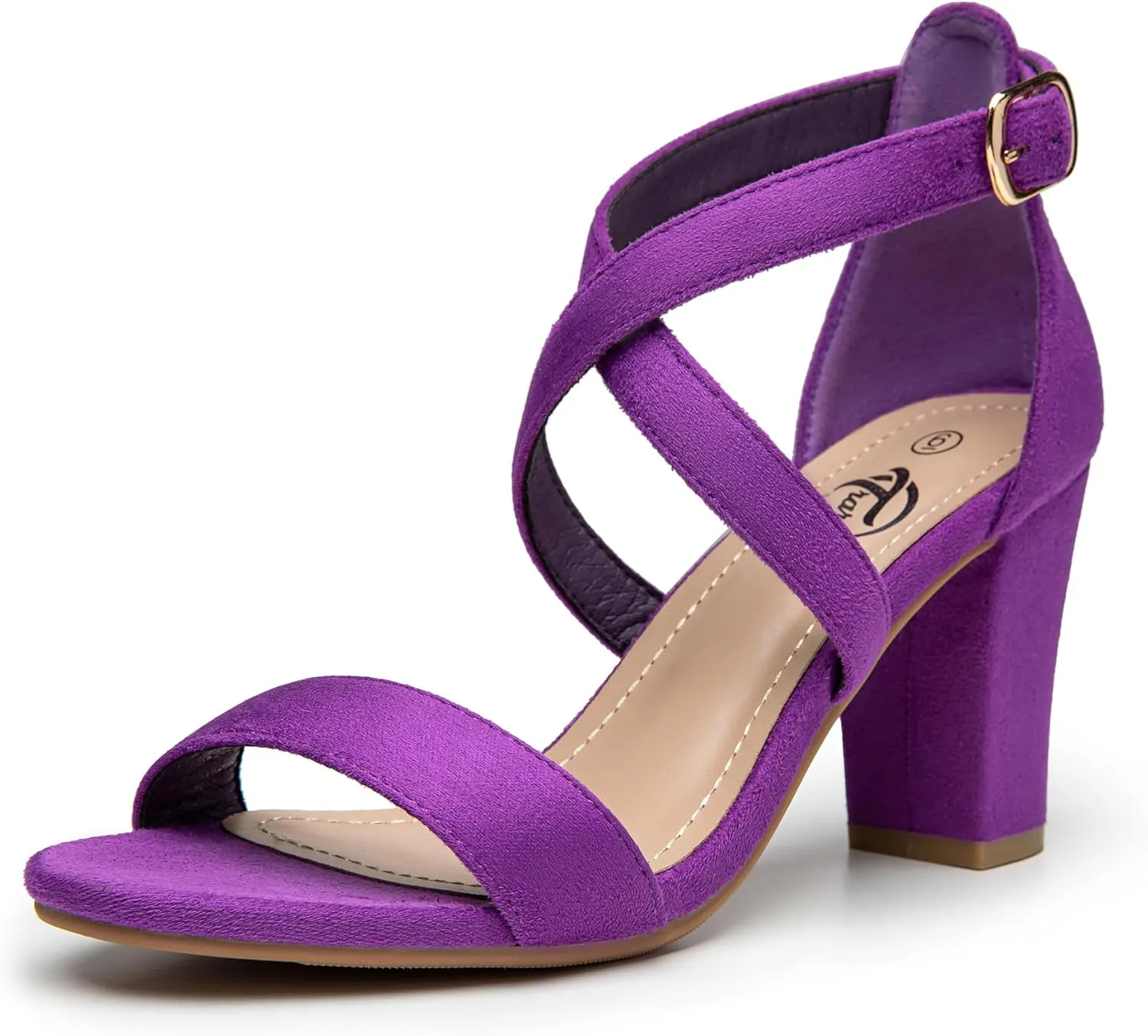 Trary Purple Heels, Purple Heels for Women, Dark Purple Heels, Open Toe Purple Sandals for Women, Chunky Heels for Women, Comfortable Block High Heels, Purple Shoes for Women, Wedding Shoes for Women Size 9