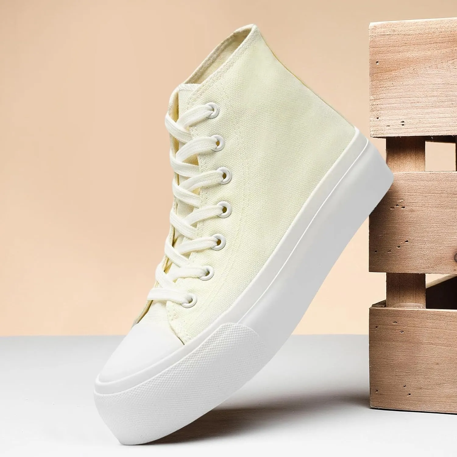 Unisex High Top Platform Sneakers Womens Mens Canvas Classic Shoes Casual Tennis Comfortable Fashion Sneakers Lace-Up