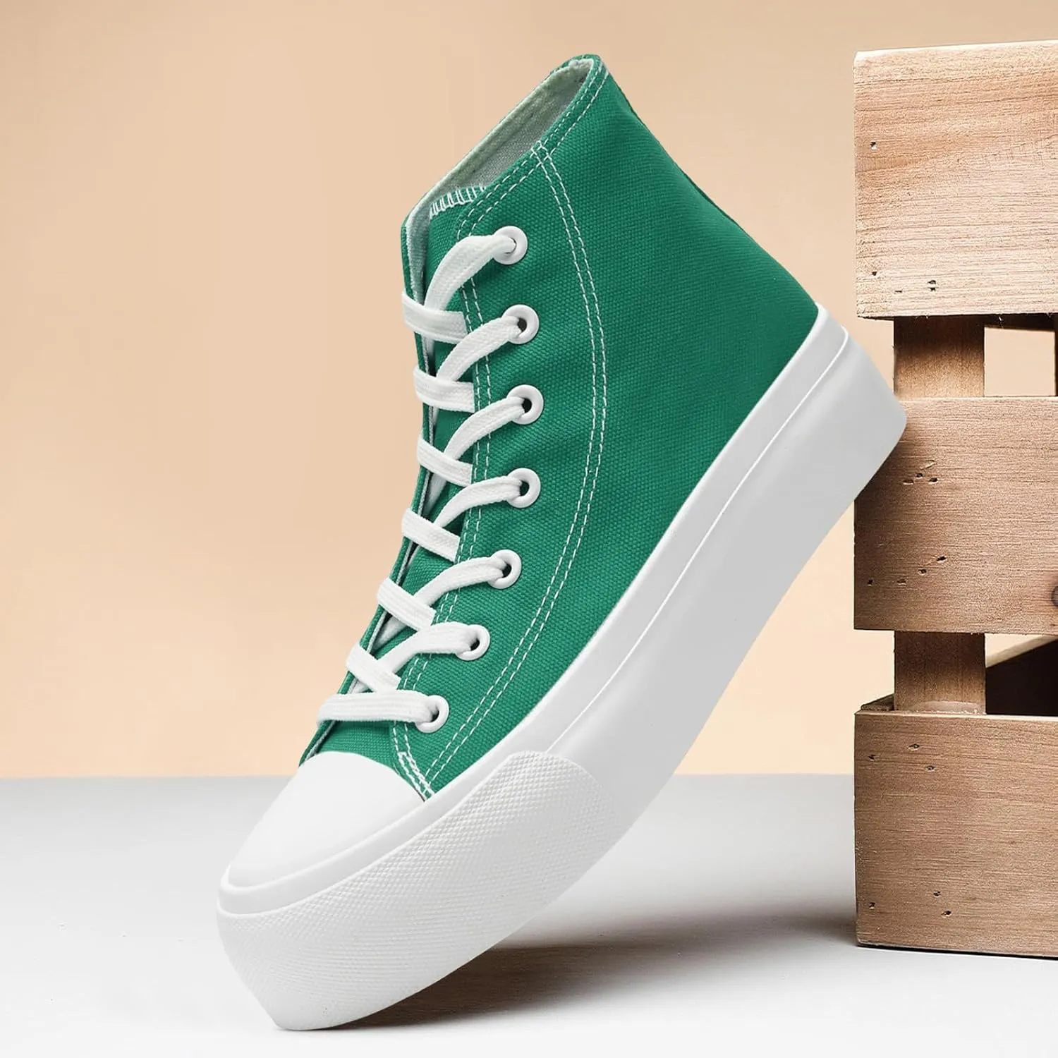 Unisex High Top Platform Sneakers Womens Mens Canvas Classic Shoes Casual Tennis Comfortable Fashion Sneakers Lace-Up