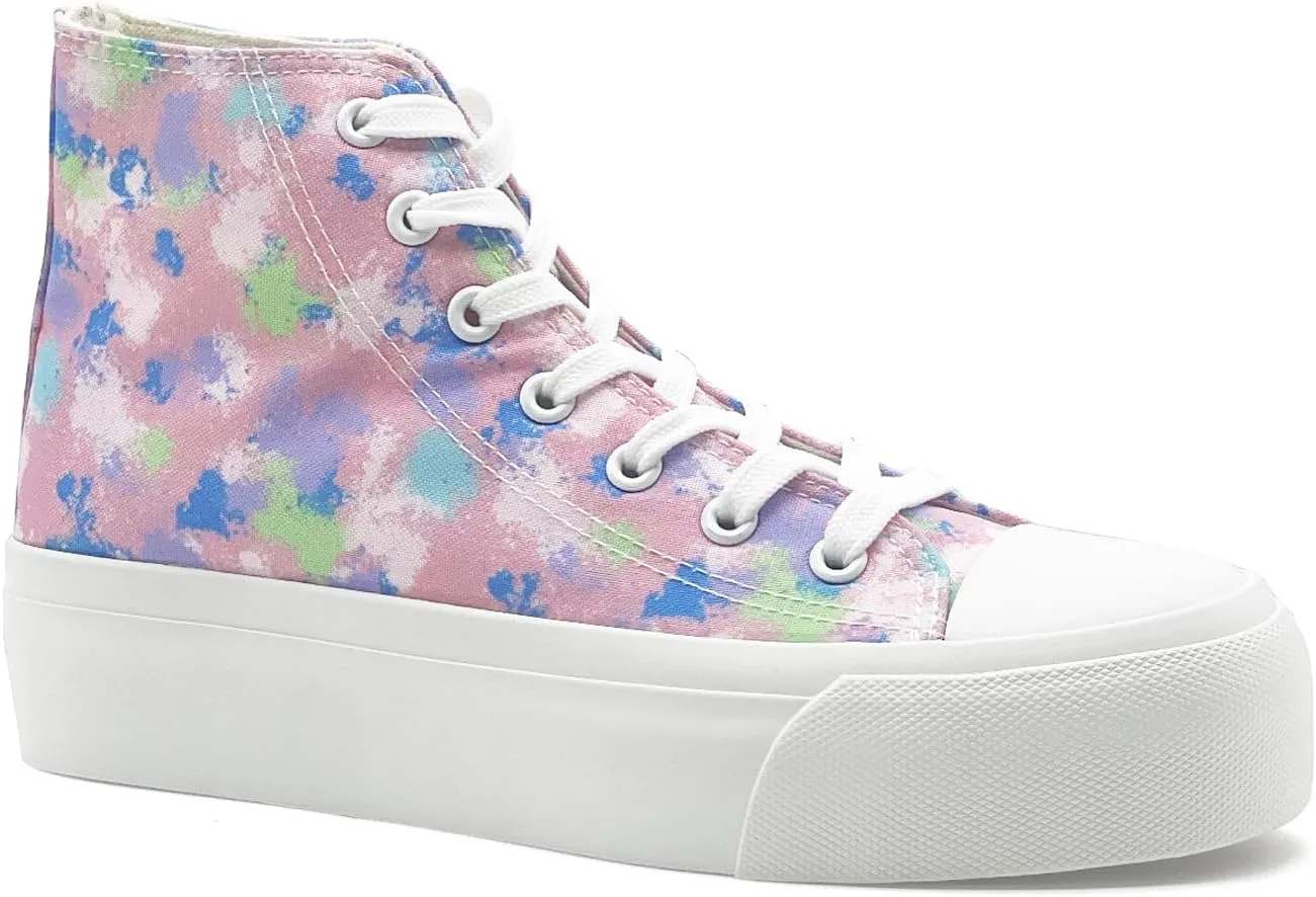 Unisex High Top Platform Sneakers Womens Mens Canvas Classic Shoes Casual Tennis Comfortable Fashion Sneakers Lace-Up