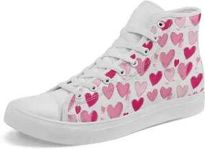 Unisex High Top Sneakers Womens Canvas Shoes Lace up Casual Tennis Shoes Flat Walking Shoes