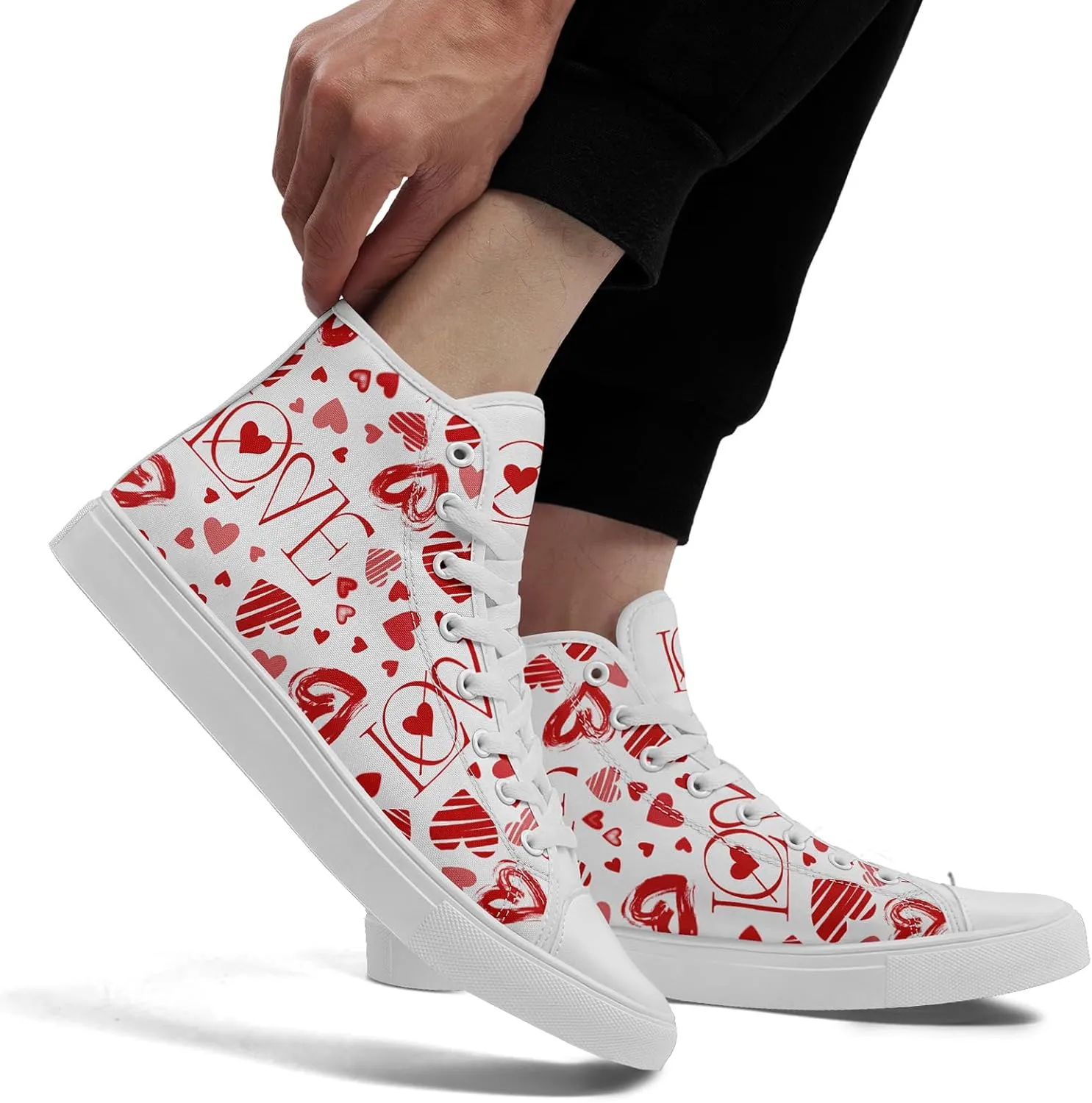 Unisex High Top Sneakers Womens Canvas Shoes Lace up Casual Tennis Shoes Flat Walking Shoes