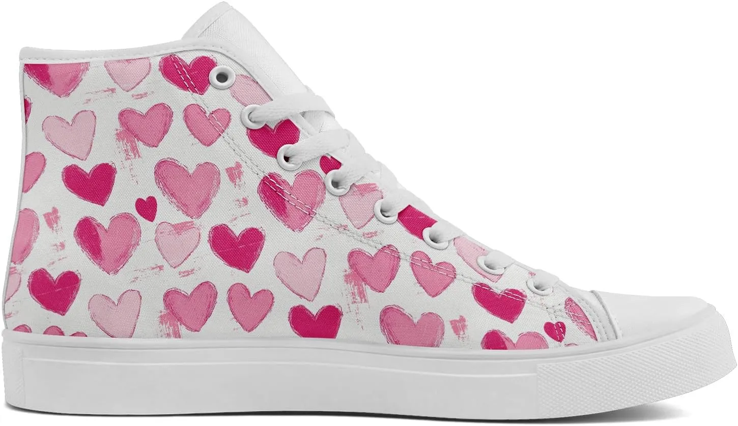 Unisex High Top Sneakers Womens Canvas Shoes Lace up Casual Tennis Shoes Flat Walking Shoes
