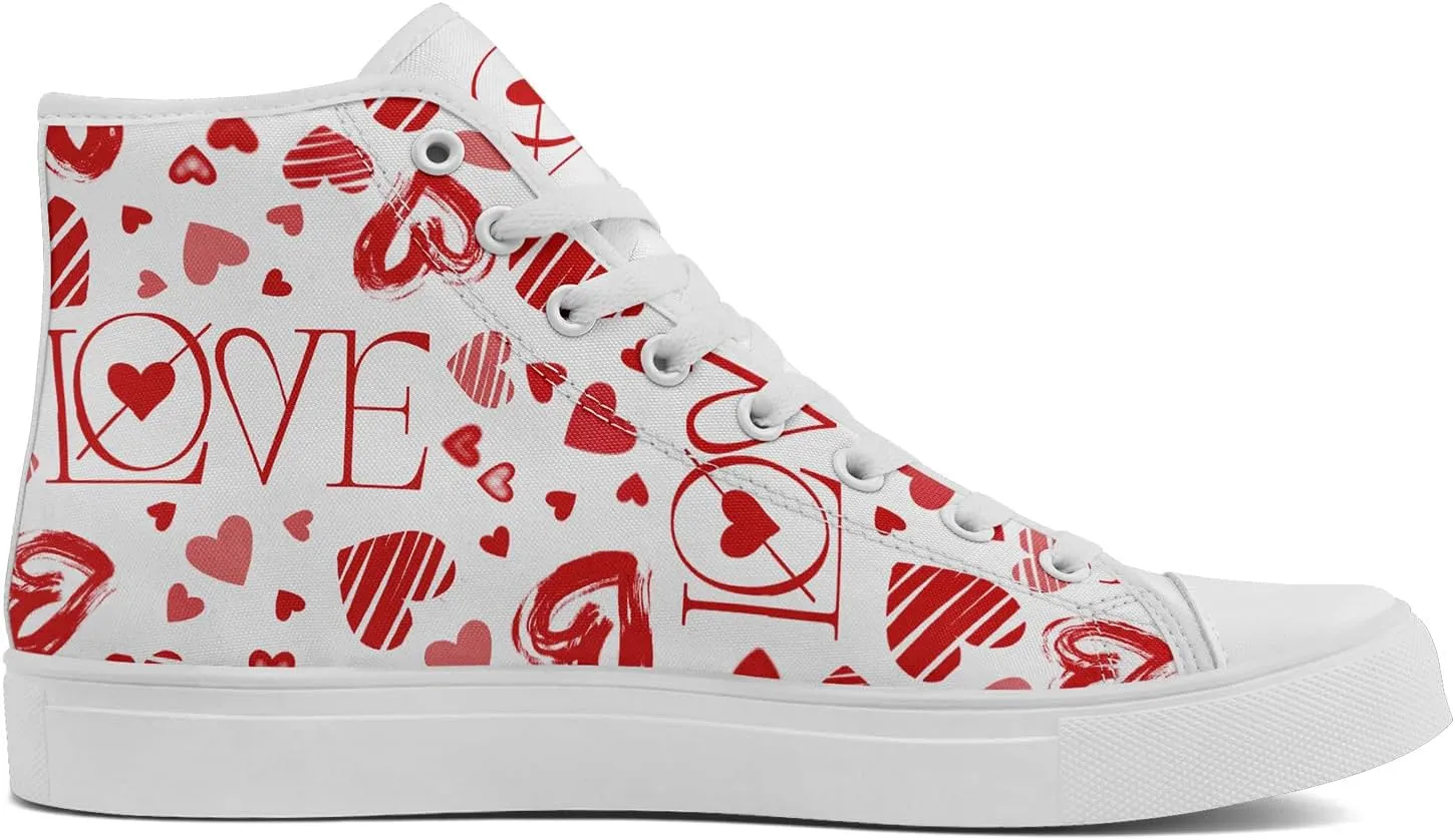 Unisex High Top Sneakers Womens Canvas Shoes Lace up Casual Tennis Shoes Flat Walking Shoes