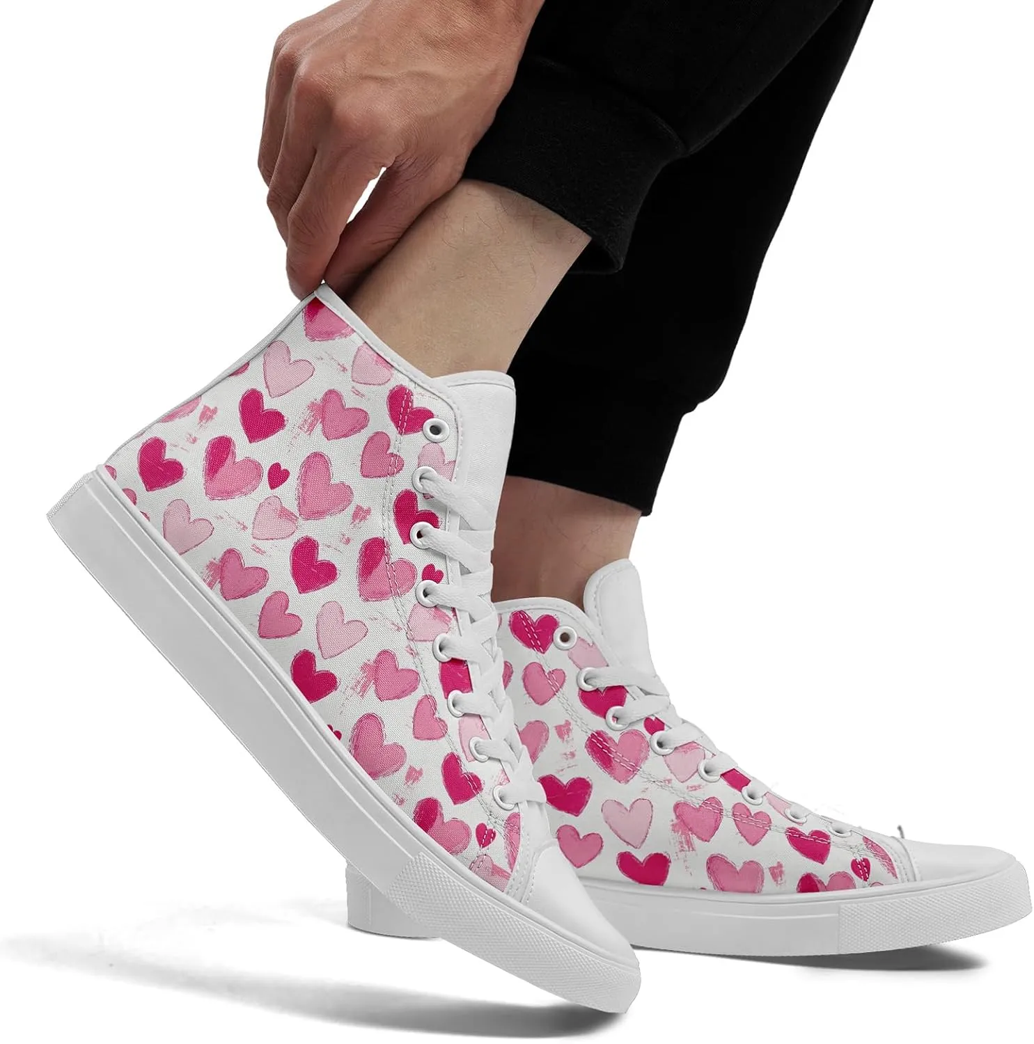 Unisex High Top Sneakers Womens Canvas Shoes Lace up Casual Tennis Shoes Flat Walking Shoes