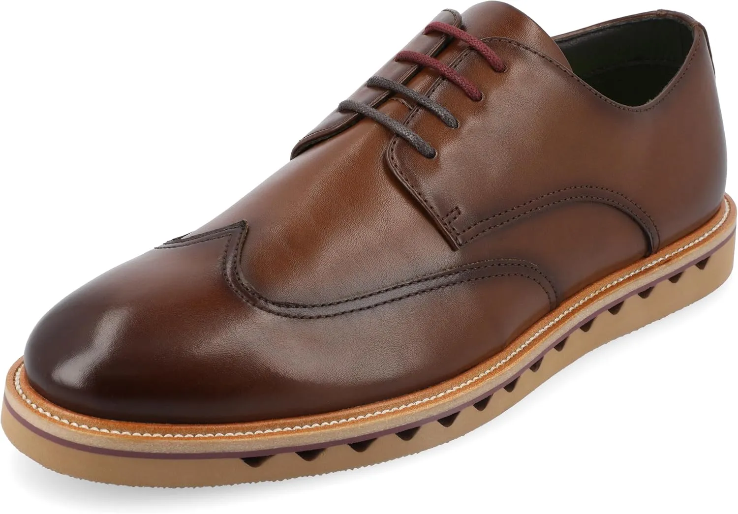 Vance Mens Evander Wingtip Lace-up Derby Burnished Toe Tru Comfort Foam Lightweight Business Dress Shoes