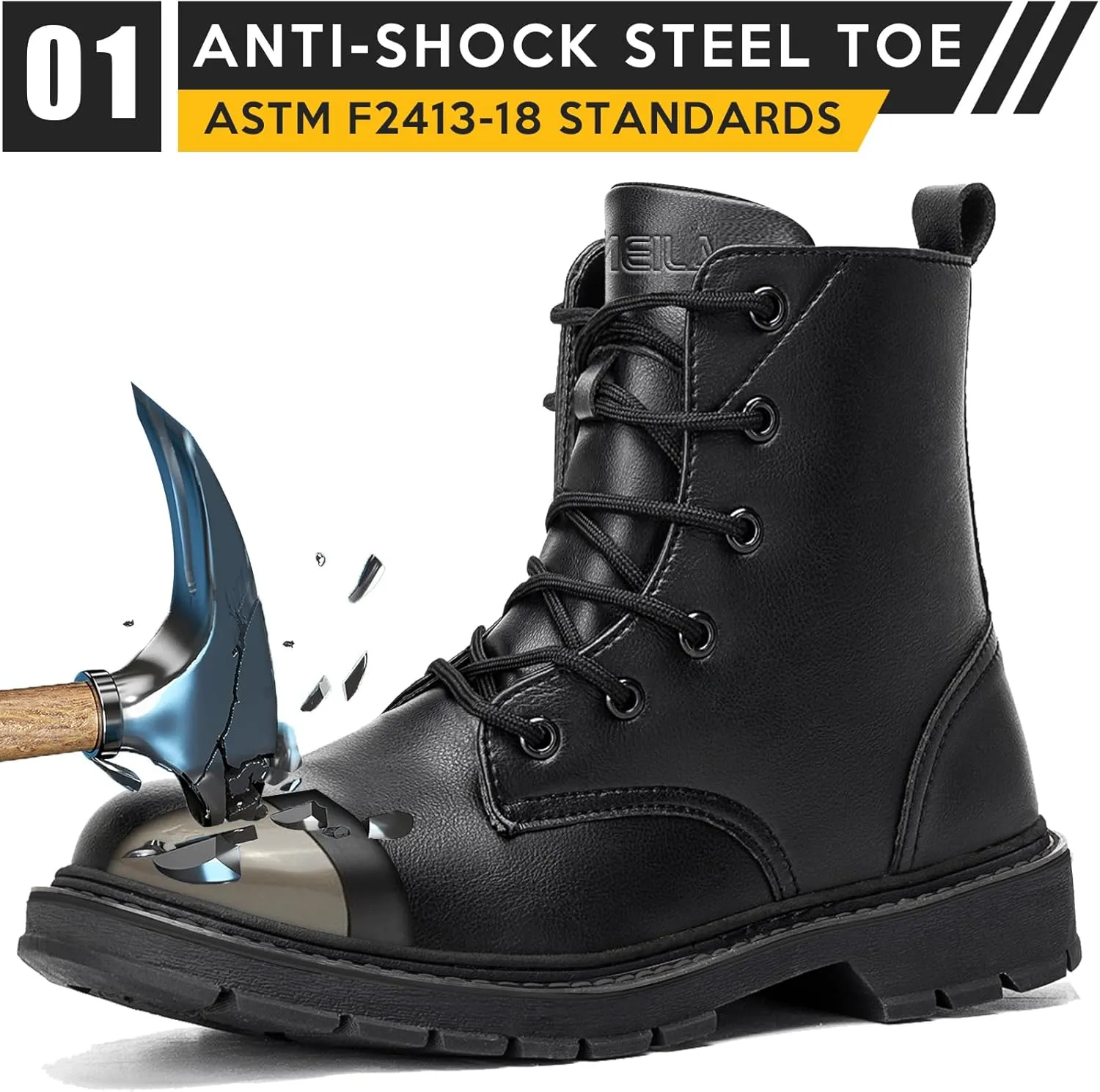 Waterproof Steel Toe Boots for Women Men, 6" Comfortable Composite Toe Work Boots Safety Construction Shoes,