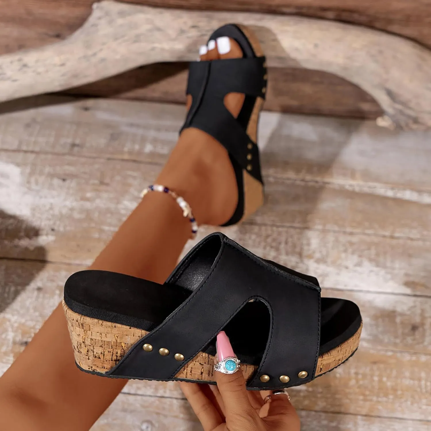 Wedge Cloud Slippers for Women Vacation Wedges Sandals Memory Foam Slides Casual Sandals Indoor Outdoor