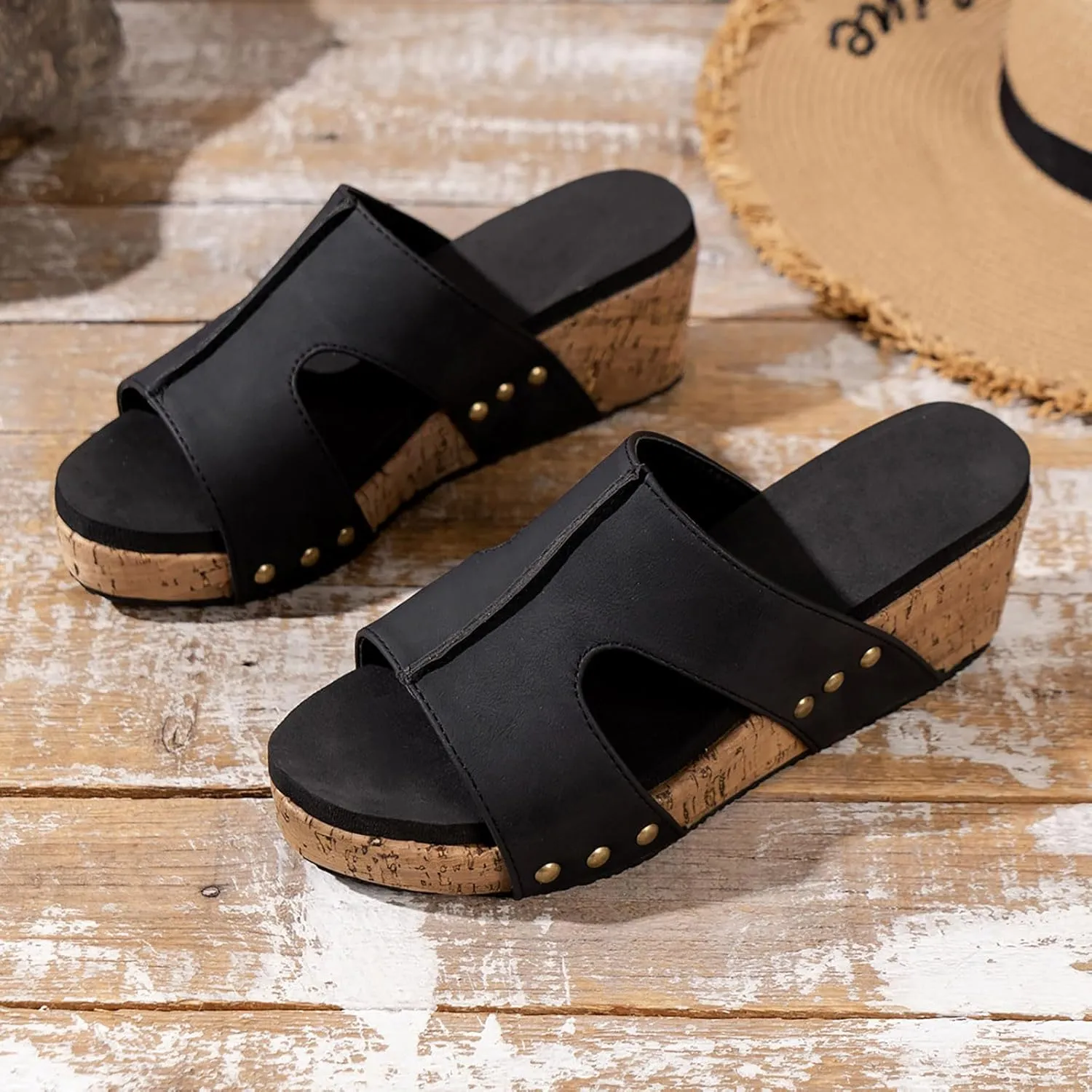 Wedge Cloud Slippers for Women Vacation Wedges Sandals Memory Foam Slides Casual Sandals Indoor Outdoor