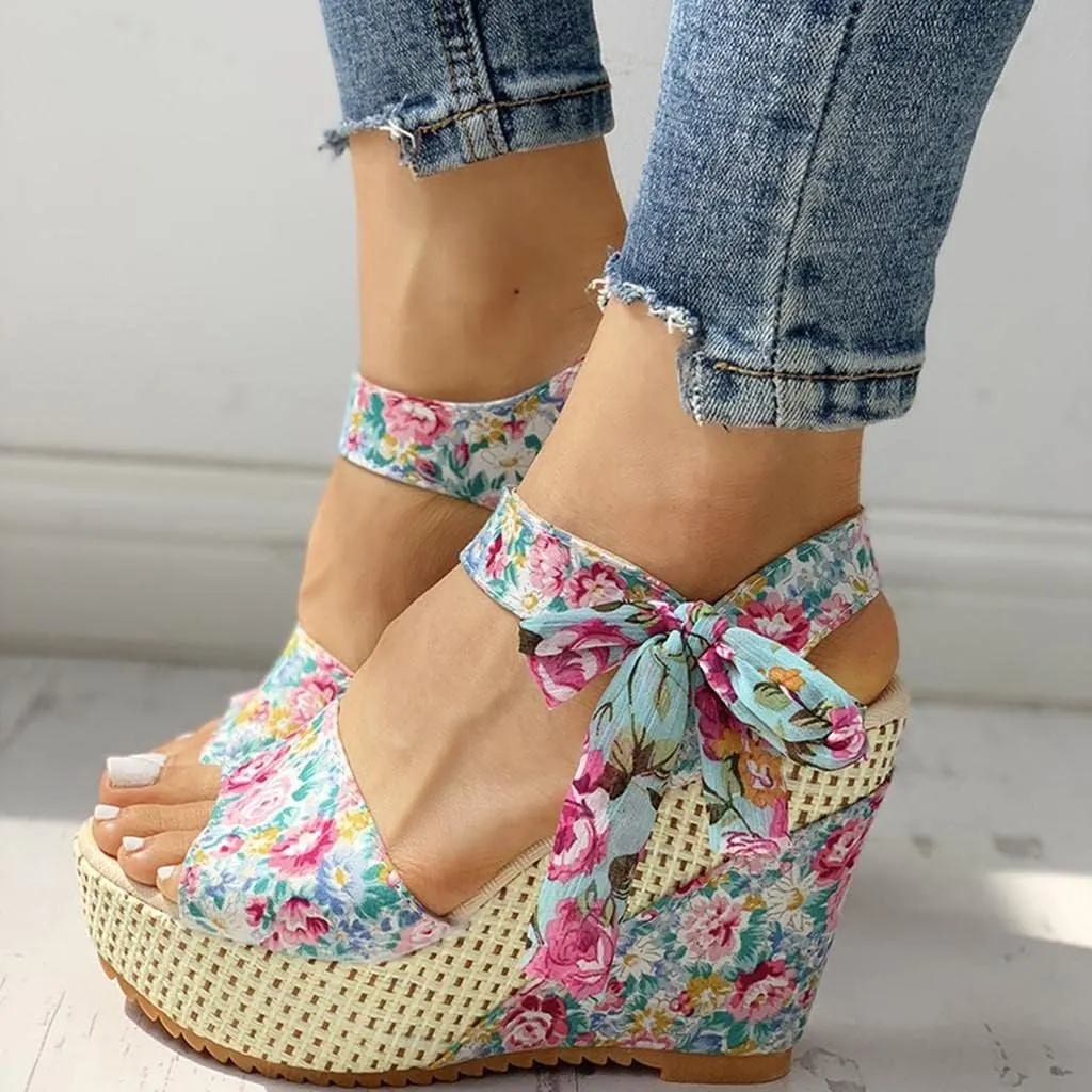 Wedge Sandal for Women Ankle Strap Flatform Arch Support Fish Mouth Toe Shoes Platform Espadrilles Open Waterproof Wide