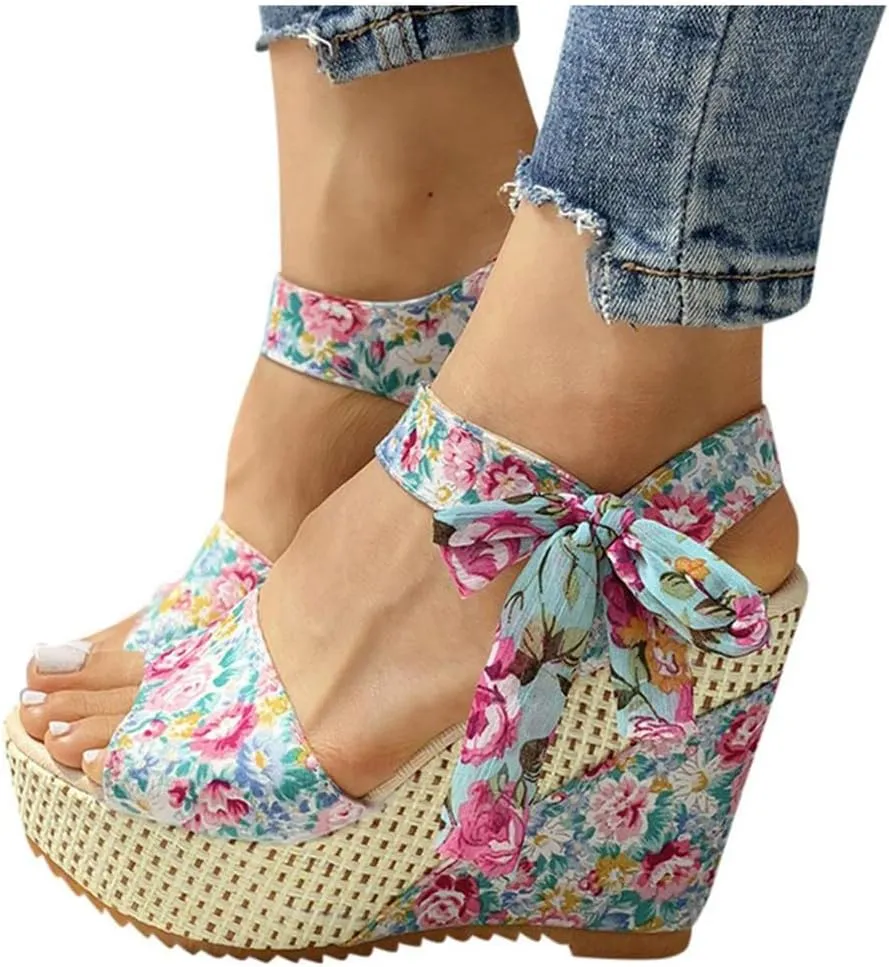 Wedge Sandal for Women Ankle Strap Flatform Arch Support Fish Mouth Toe Shoes Platform Espadrilles Open Waterproof Wide