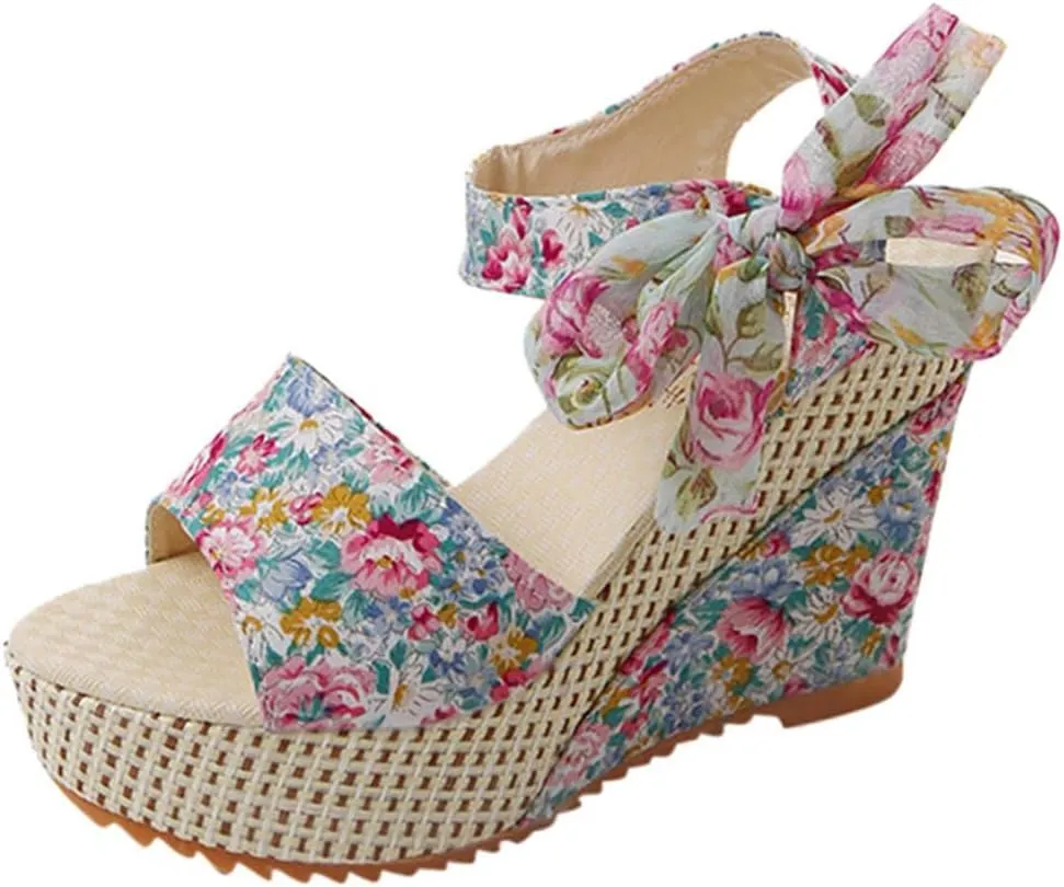 Wedge Sandal for Women Ankle Strap Flatform Arch Support Fish Mouth Toe Shoes Platform Espadrilles Open Waterproof Wide