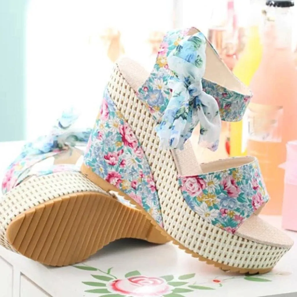 Wedge Sandal for Women Ankle Strap Flatform Arch Support Fish Mouth Toe Shoes Platform Espadrilles Open Waterproof Wide